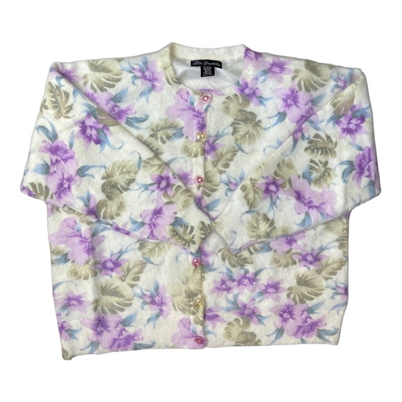 Lee Sands Women’s Orchid and Monstera Print Angora Cardigan Sweater Size 1X NWOT - Picture 14 of 14